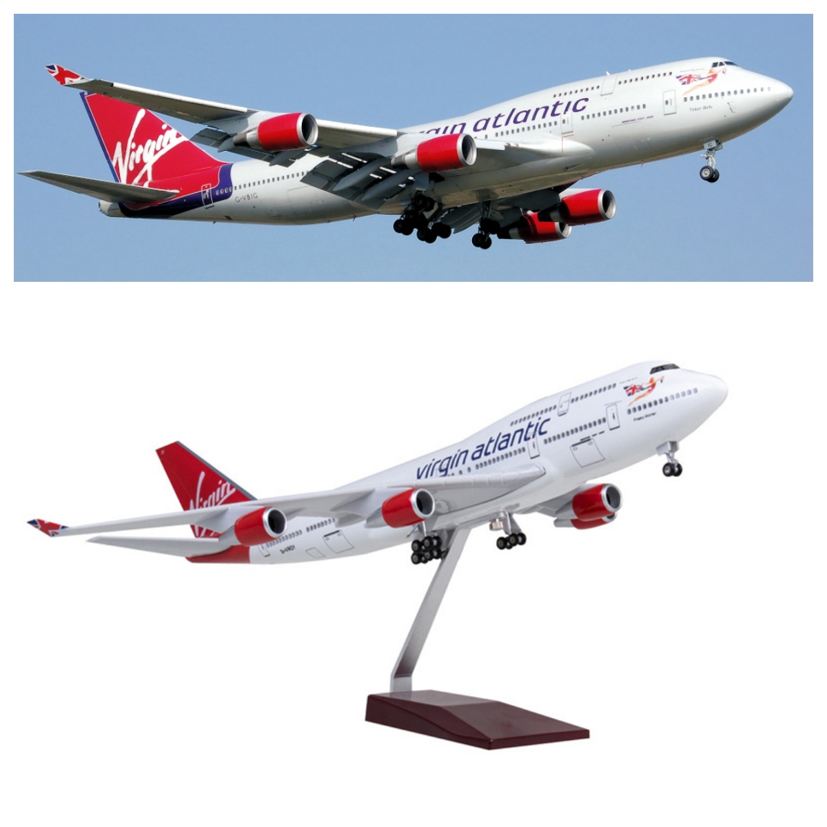 Model Airplane Plastic - 47cm Virgin Atlantic B747 Uçak Modeli