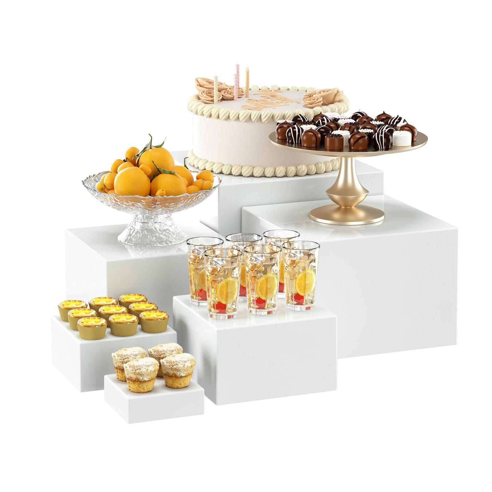 Display Risers Set - 6x Akrilik Büfe Yükseltici Tatlı Masa